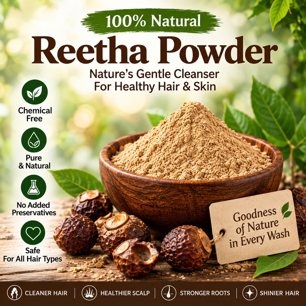 Reetha Powder for Hair | Natural Reetha Powder for Hair Growth, Scalp Cleansing & Shiny Hair