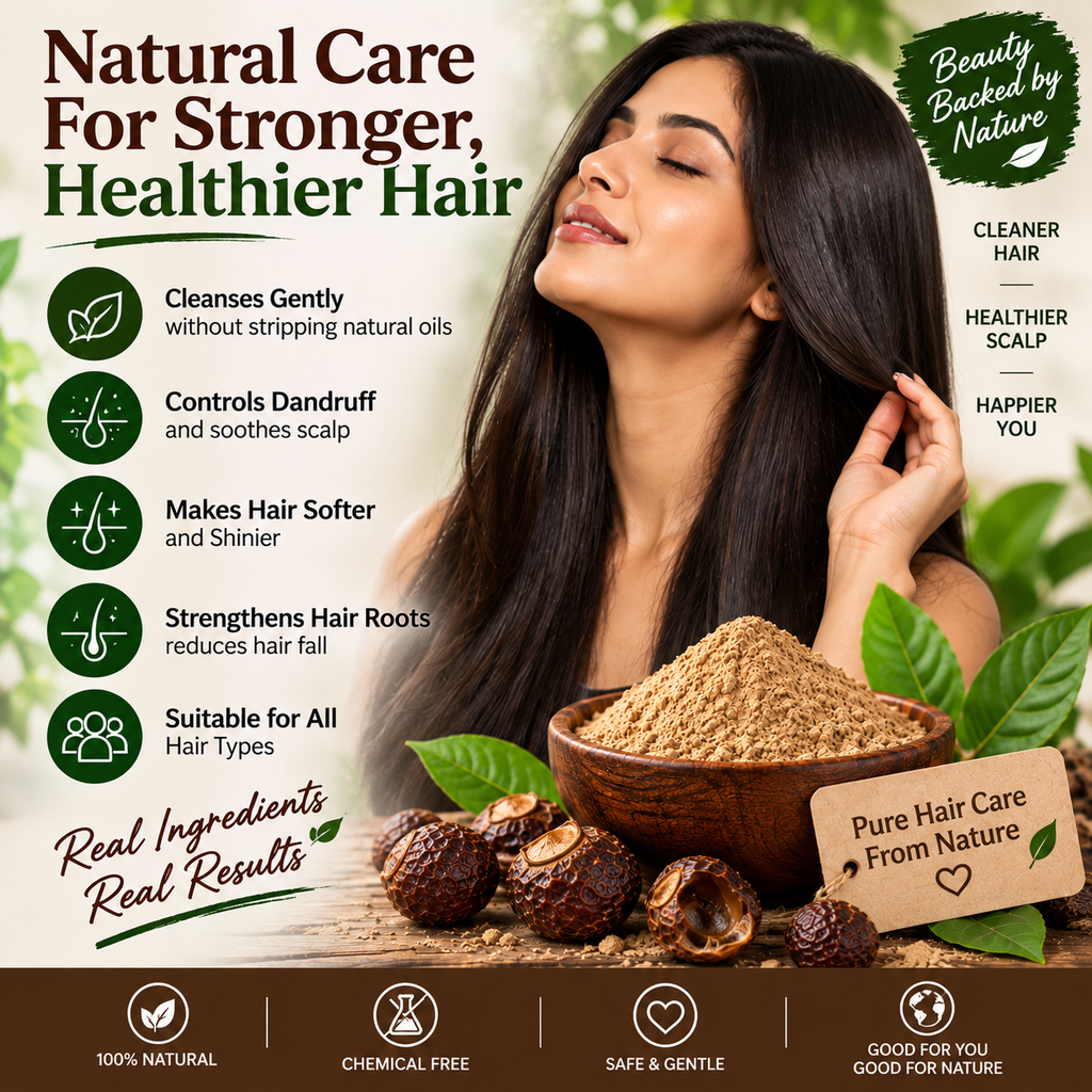 Reetha Powder for Hair | Natural Reetha Powder for Hair Growth, Scalp Cleansing & Shiny Hair